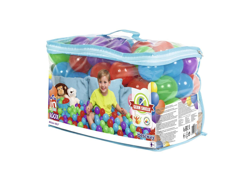 Pack 100 Pelotas Plasticas Antimicrobios 6,5 Cms Bestway