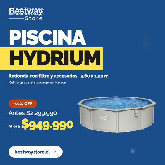 Piscina Bestway Redonda Hydrium Filtro+Accesorios 4.60X1.20M