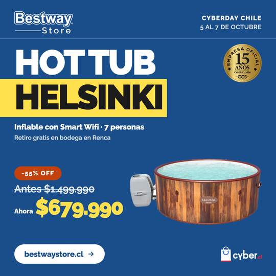 Hot Tub Spa Inflable Helsinki Smart Wifi 7 Personas