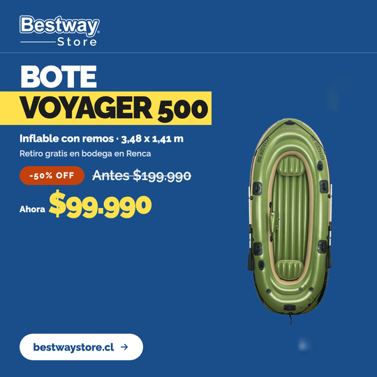 Bote Inflable Con Remos Y Asientos Voyager 500 3.48X1.41M Bestway