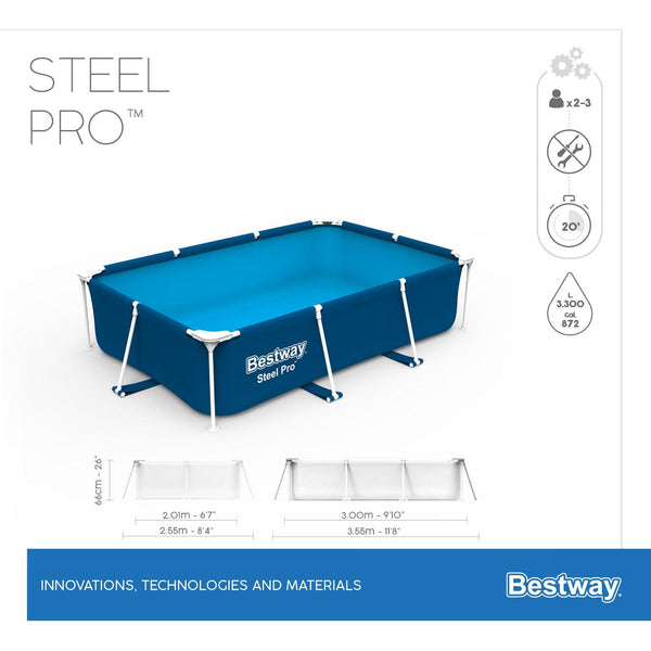 Piscina Bestway Rectangular Steel Pro 3.00MX2.01MX66Cm Azul