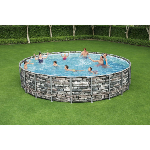 Piscina Bestway Redonda Piedra Filtro+Accesorios 6.71MX1.32M