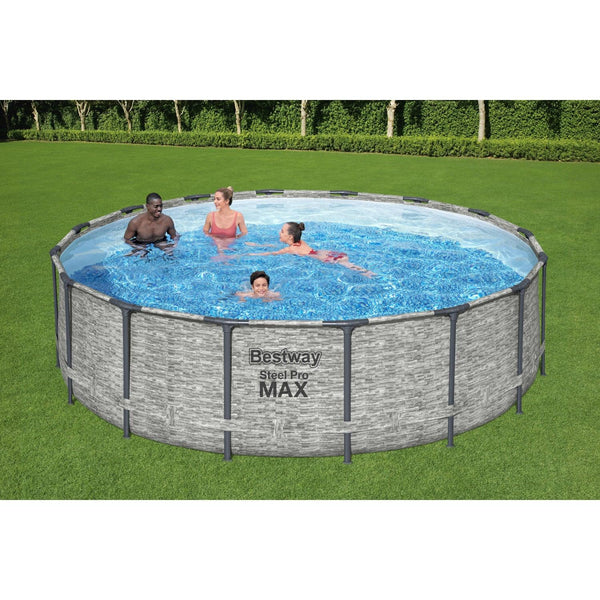 Piscina Bestway Redonda SteelPro Max Gris Piedra 4.88MX1.22M