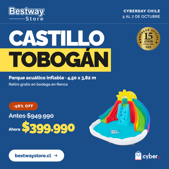 Parque Castillo Tobogan Acuático Inflable 4.50x3.82x2.77m