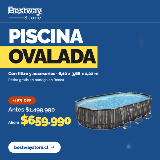 Piscina Bestway Ovalada Filtro + Accesorios 6.10X3.66X1.22M