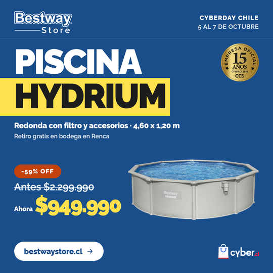 Piscina Bestway Redonda Hydrium Filtro+Accesorios 4.60X1.20M