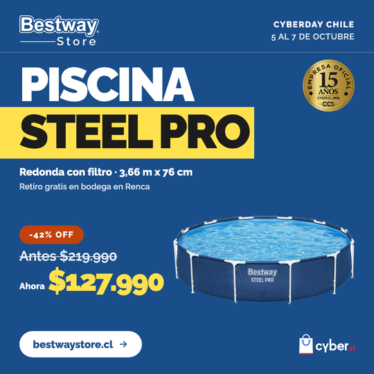 Piscina Bestway Redonda Steel Pro con filtro 3.66MX76Cm Azul