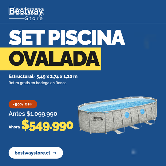 Set Piscina Estructural Ovalada 5.49x2.74x1.22m Bestway