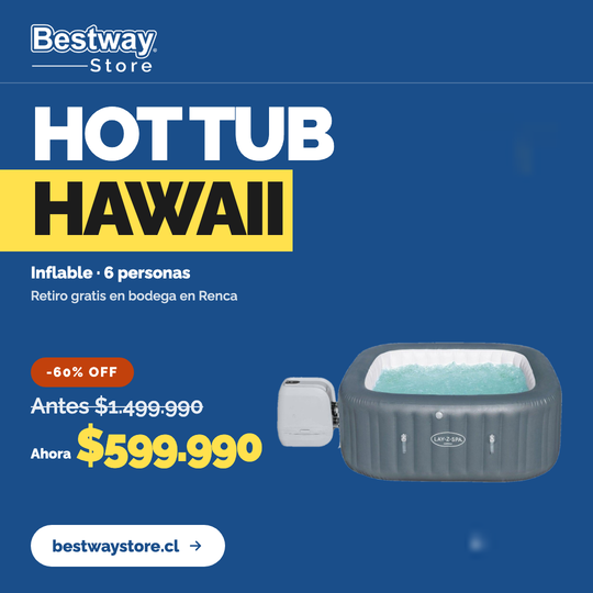 Hot Tub Inflable Hawaii Hidromasaje 6 Pers Bestway