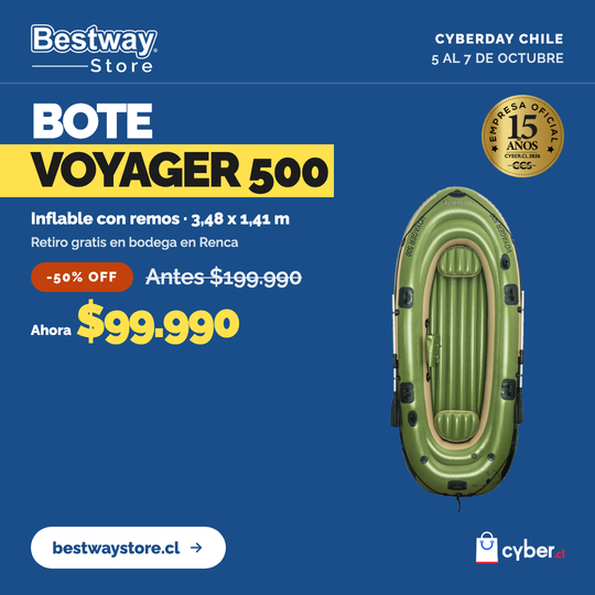 Bote Inflable Con Remos Y Asientos Voyager 500 3.48X1.41M Bestway