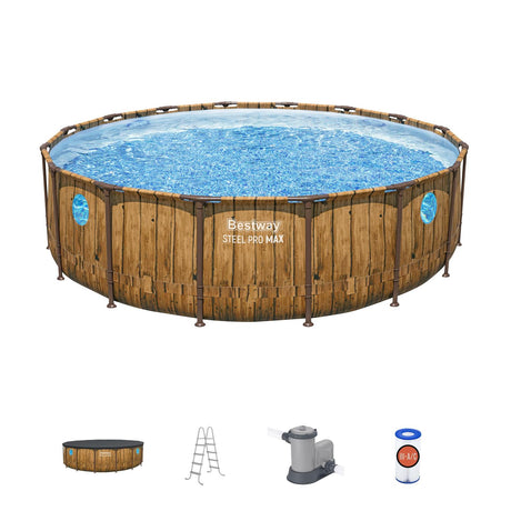 Piscina Bestway Redonda SteelPro Max con ventana 4.88MX1.22M