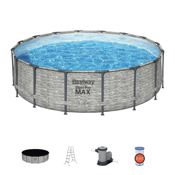 Piscina Bestway Redonda SteelPro Max Gris Piedra 4.88MX1.22M