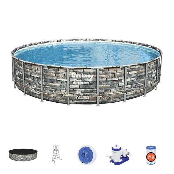 Piscina Bestway Redonda Piedra Filtro+Accesorios 6.71MX1.32M