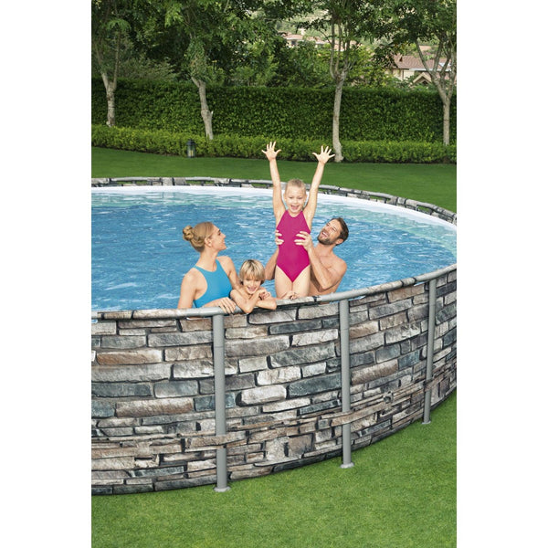 Piscina Bestway Redonda Piedra Filtro+Accesorios 6.71MX1.32M