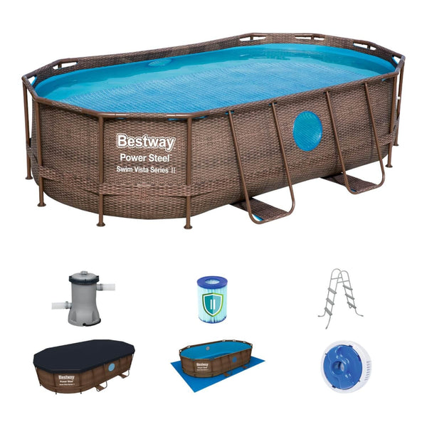 Piscina Bestway Ovalada Ventana Filtro+Acces 4.27X2.50X1.00M