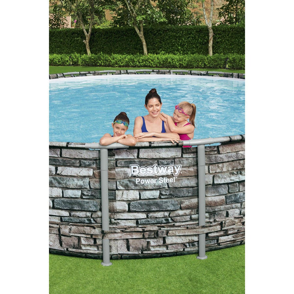 Piscina Bestway Redonda Piedra Filtro+Accesorios 6.71MX1.32M