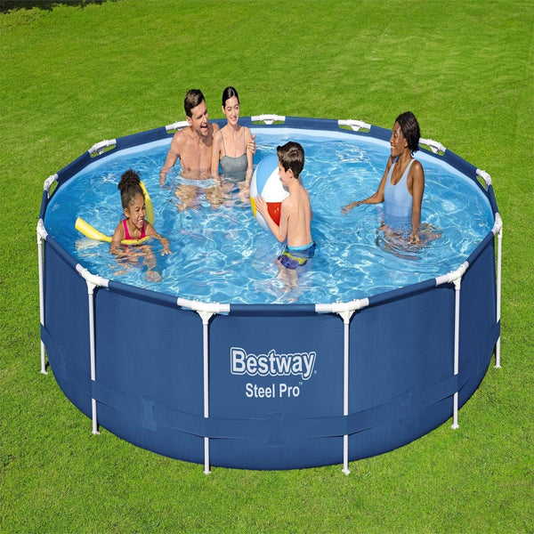 Piscina Bestway Redonda Steel Pro con filtro 3.96MX84Cm Azul