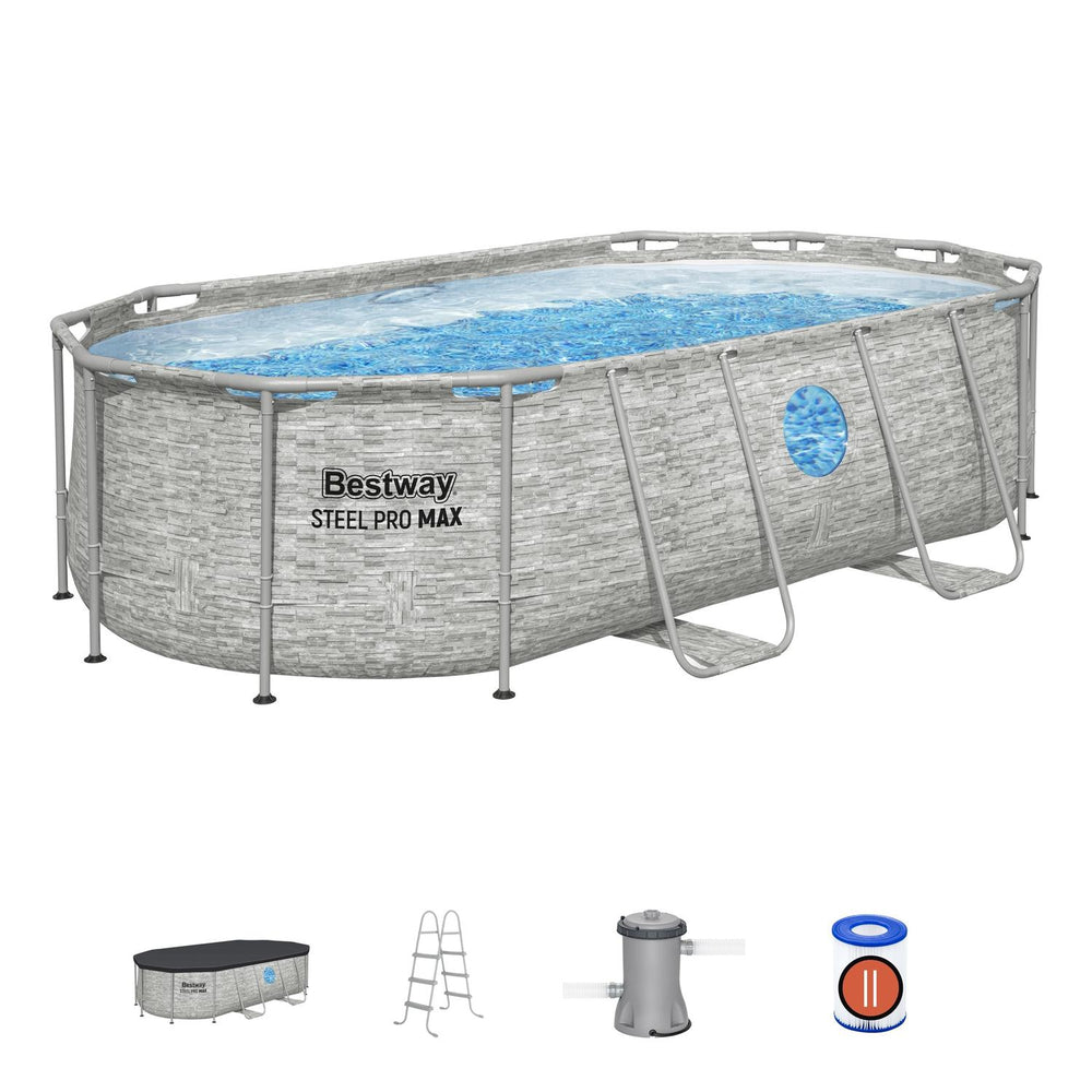 Piscina Bestway Ovalada Ventana Filtro+Acces 4.27X2.50X1.00M