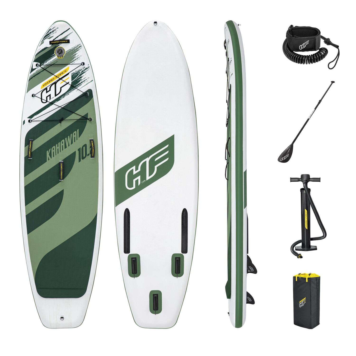 Juego de tabla de paddle surf hinchable verde y negro